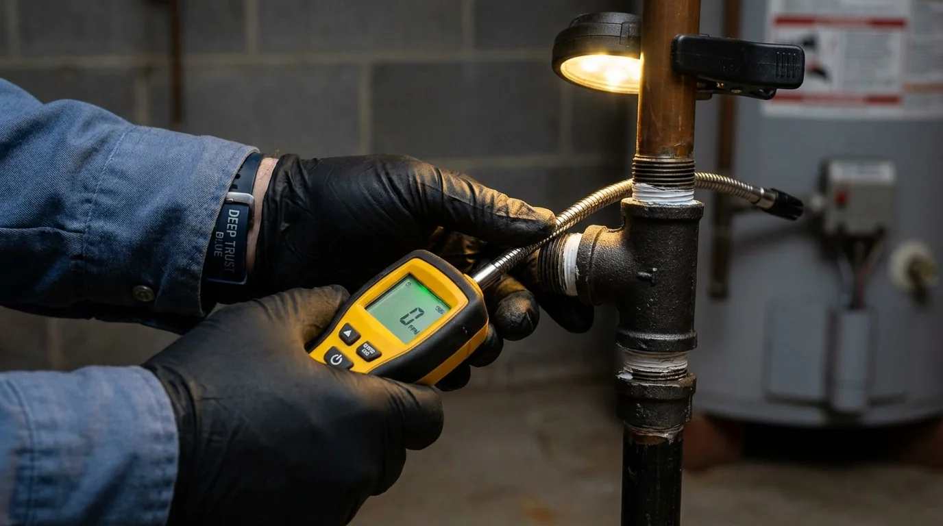 Gas leak detection with electronic sniffer by Johns Plumbing LLC in Waukesha