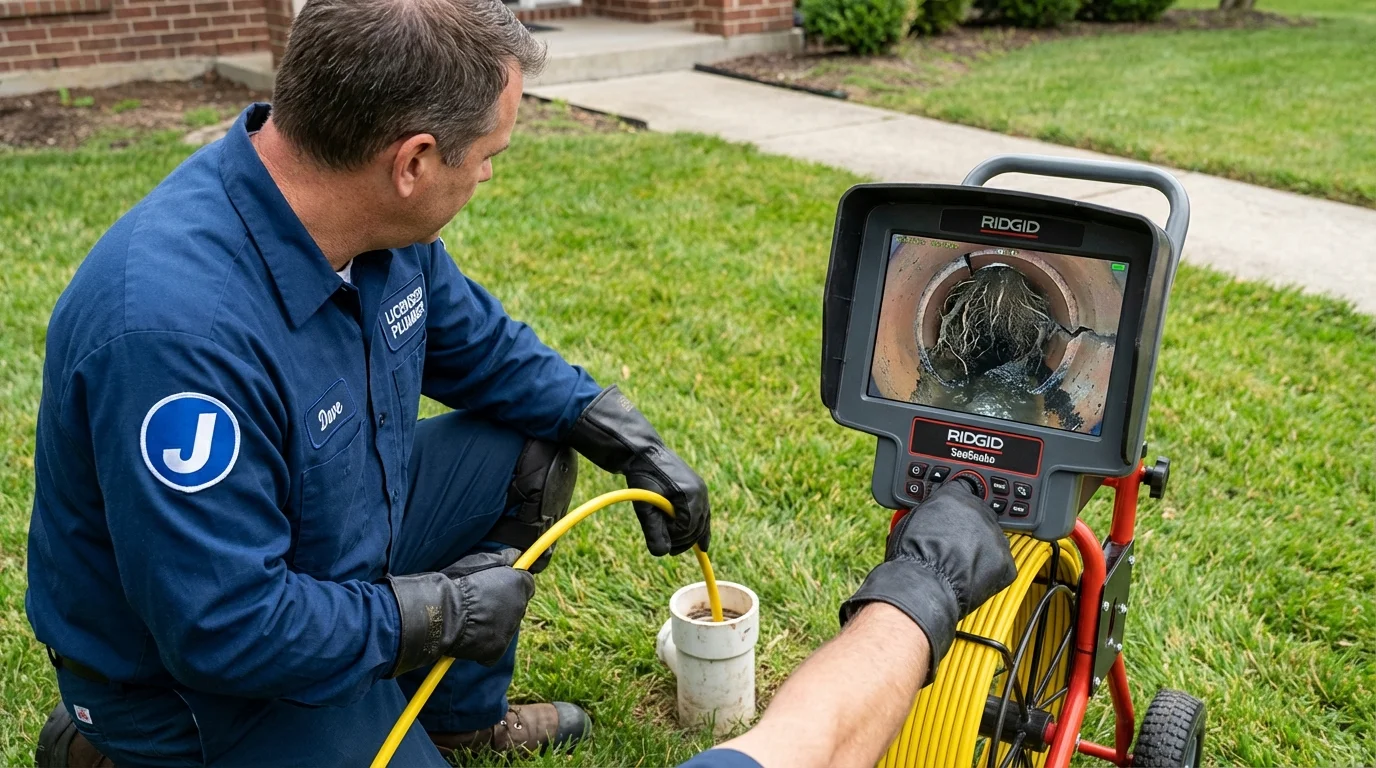 Sewer camera inspection being performed by Johns Plumbing LLC in Waukesha
